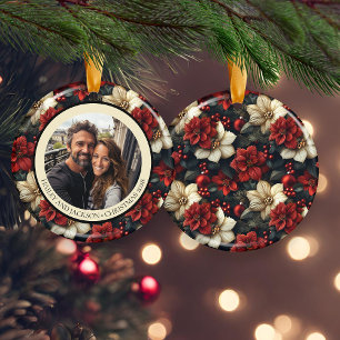 Vintage-Blumen-Rund-Weihnachtsbaumkeramikschmuck Keramik Ornament