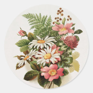 Vintage-Blumen Runder Aufkleber
