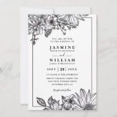 Vintage Blumen Rustikale Elegante QR-Code-Hochzeit Einladung (Vorderseite)