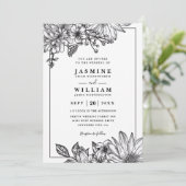 Vintage Blumen Rustikale Elegante QR-Code-Hochzeit Einladung (Stehend Vorderseite)