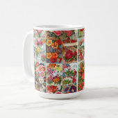 Vintage Blumen-Samen-Paket-Garten-Collage Kaffeetasse (Vorderseite Links)