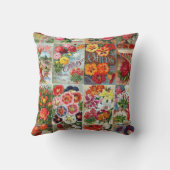 Vintage Blumen-Samen-Paket-Garten-Collage Kissen (Rückseite)