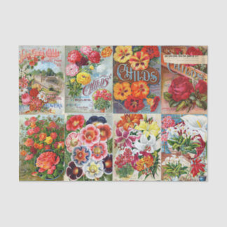 Vintage Blumen-Samen-Paket-Garten-Collage Seidenpapier