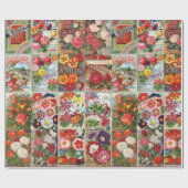 Vintage-Blumen-Samenpackungs-Collage-Geschenkverpa Geschenkpapier (Flach)