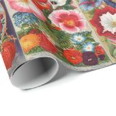 Vintage-Blumen-Samenpackungs-Collage-Geschenkverpa Geschenkpapier (Rolleneckpunkt)