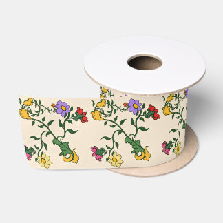 Vintage-Blumen-Satinband Elegantes Botanisches Ges Satinband