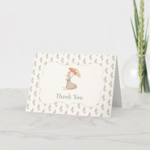 Vintage-Blumen-Schirm-Enten-Baby-Party  Dankeskarte