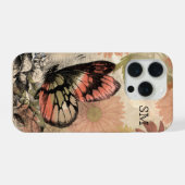 Vintage-Blumen-Schmetterling-Monogramm-Handyhülle iPhone Hülle (Rückseite (Horizontal))