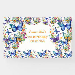 Vintage-Blumen-Schmetterlinge Geburtstag Banner
