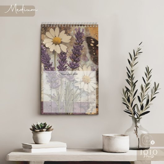 Vintage-Blumen-Schmetterlings-Kalender Kalender