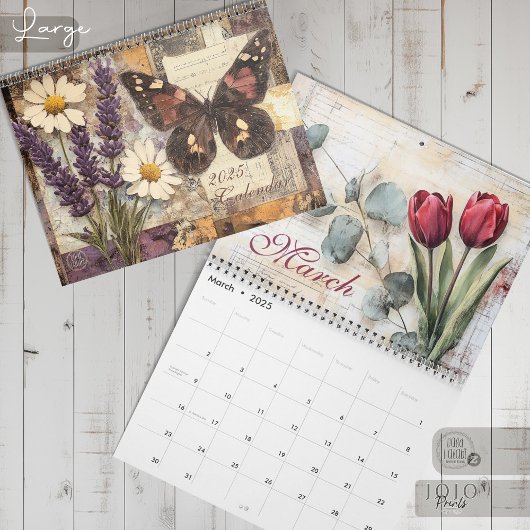 Vintage-Blumen-Schmetterlings-Kalender Kalender