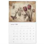 Vintage-Blumen-Schmetterlings-Kalender Kalender (Jan 2027)