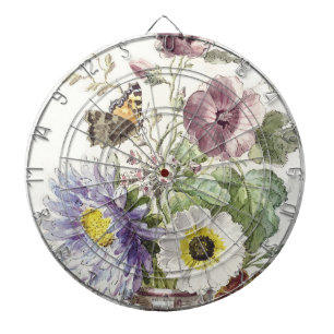 Vintage-Blumen-Schmetterlings-Kunst von William va Dartscheibe