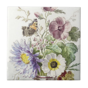 Vintage-Blumen-Schmetterlings-Kunst von William va Fliese