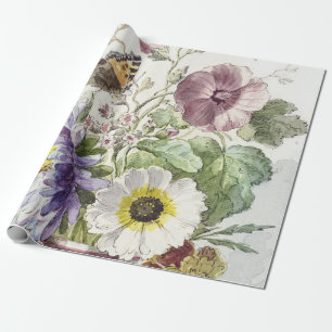 Vintage-Blumen-Schmetterlings-Kunst von William va Geschenkpapier