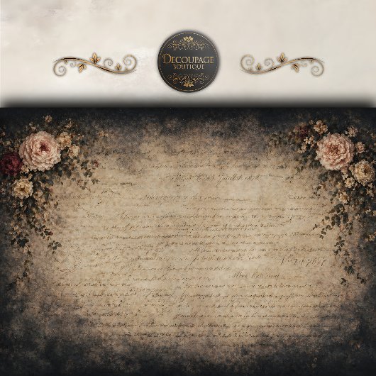 Vintage Blumen-Script-Hintergrund-Decoupage Seidenpapier