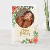 Vintage-Blumen-Script-Kreis-Foto-Geburtstag