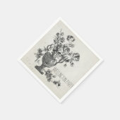 Vintage-Blumen-Script-Party Serviette (Ecke)