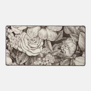Vintage Blumen-Sepia-Muster Schreibtischunterlage