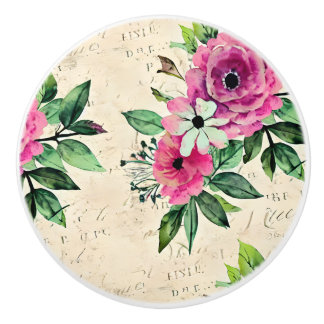 Vintage Blumen Shabby Chic Keramikknauf