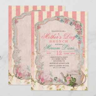 Vintage-Blumen-Sonntagsbrunch-Einladung zum Mutter Einladung