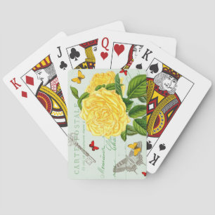 Vintage-Blumen-Spielkarten mit gelber Rose Spielkarten