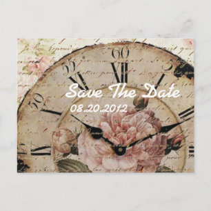 Vintage-Blumen-Steampunk-Hochzeit Rettet das Datum Ankündigungspostkarte