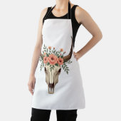 Vintage-Blumen-Stier-Schädel-Boho-Western-Botanik- Schürze (InSitu)