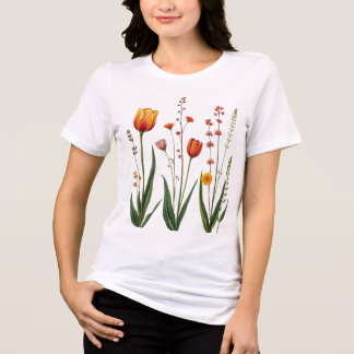 Vintage-Blumen-T-Shirt - Botanisches Wildblumendes Tri-Blend Shirt