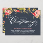 Vintage Blumen| Taufeinladung Einladung (Vorne/Hinten)