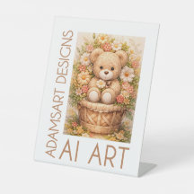 Vintage-Blumen-Teddybär-Korb – Whimsical Cotta