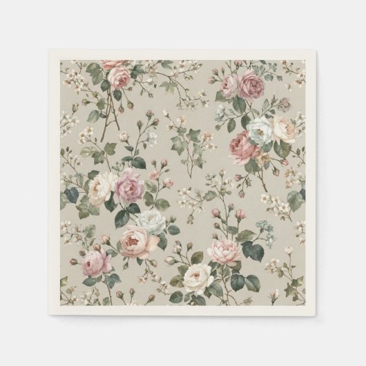 Vintage-Blumen-Teeparty-Servietten Serviette (Vorderseite)