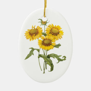 Vintage-Blumen-Teppichblume-Sonnenblume von Redout Keramikornament