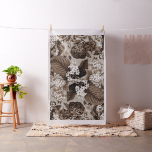 Vintage-Blumen-Toile-Botanik-Sepia-Ton-Braun Stoff