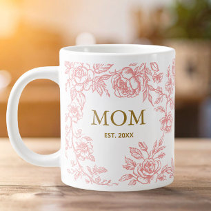 Vintage-Blumen Toile De Jouy Rosa Muttertag  Jumbo-Tasse