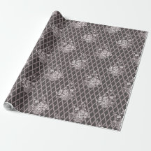 Vintage-Blumen-Toile-Wrap-Papier in Charcoal-Grau