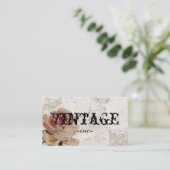 Vintage Blumen über beunruhigtem Text Visitenkarte (Stehend Vorderseite)