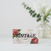 Vintage Blumen über beunruhigtem Text Visitenkarte (Stehend Vorderseite)