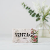 Vintage Blumen über beunruhigtem Text Visitenkarte (Stehend Vorderseite)
