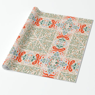 Vintage Blumen- und Bandmuster mit eleganter Ornam Geschenkpapier