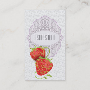 Vintage-Blumen und Erdbeeren Visitenkarte