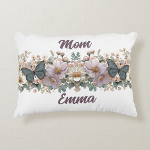 Vintage Blumen und grüner Schmetterling für Mama Dekokissen