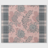 Vintage Blumen- und Karomuster gemischt Geschenkpapier (Flach)