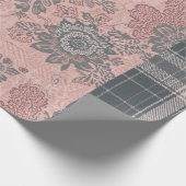 Vintage Blumen- und Karomuster gemischt Geschenkpapier (Ecke)