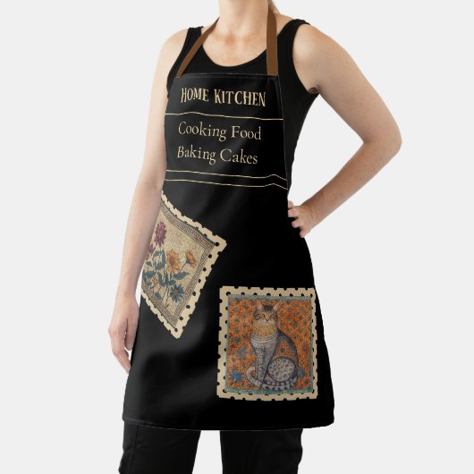 Vintage, Blumen und Katze, Altgriechischer Stil Sc Schürze (InSitu)