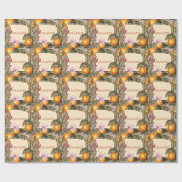 Vintage Blumen und Orangen Geschenkpapier