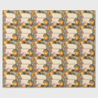 Vintage Blumen und Orangen Geschenkpapier