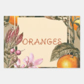 Vintage Blumen und Orangen Geschenkpapier Set (Vorderseite 3)