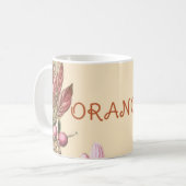Vintage Blumen und Orangen Kaffeetasse (Vorderseite Links)