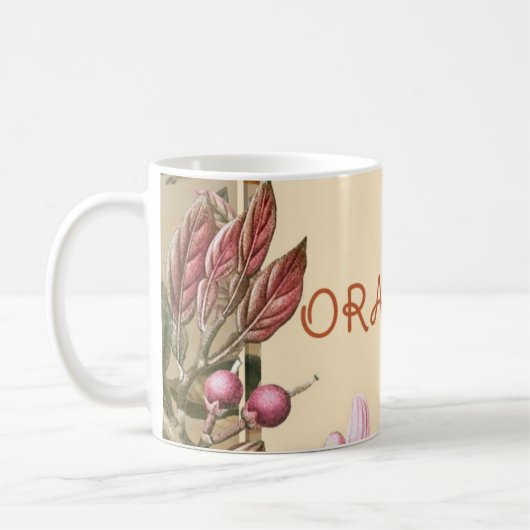 Vintage Blumen und Orangen Kaffeetasse (Links)